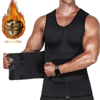 mens sauna vest sweat trimmer body shaper slimming waist trainer zipper neoprene tank tops shapewear workout weight loss suit