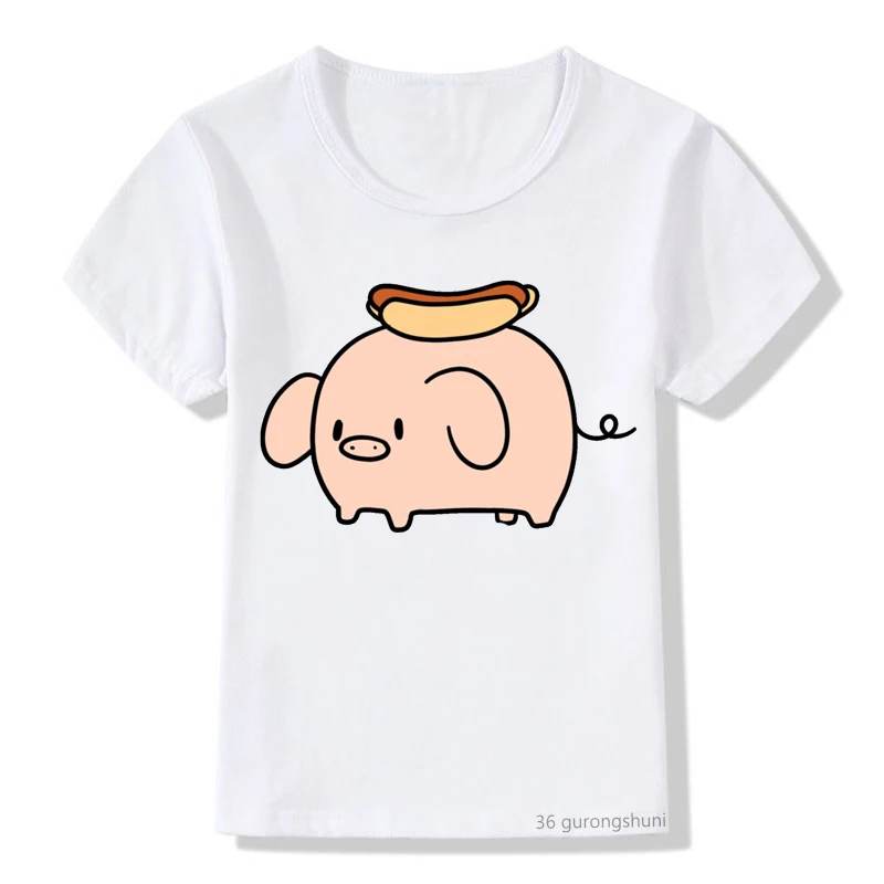 Camiseta Kawaii para ni&ntilde;os y ni&ntilde;as, ropa con estampado de cerdo de fogatas, regalo de cumplea&ntilde;os, de verano-2