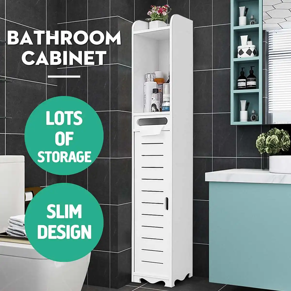

20cm Ultra Thin Bathroom Shelf Waterproof Storage Cabinet Storage Organizer Bathroom Furniture Floor-standing Tissue Corner Rack