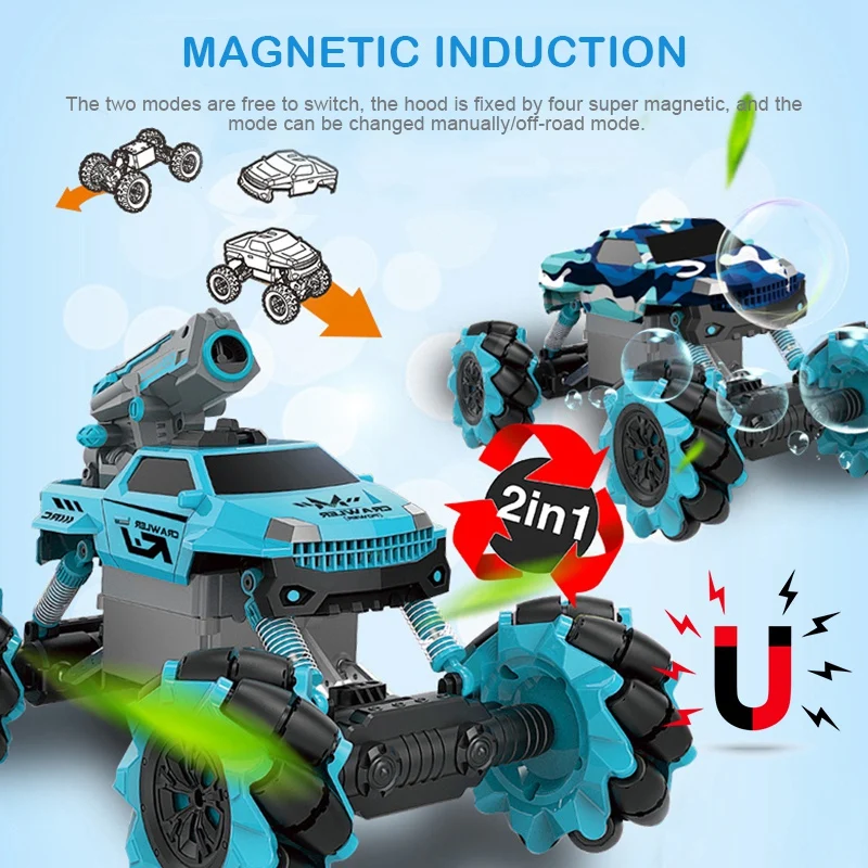 6 Pcs Set Multi-function Remote Control Drift Car Magnetic Conversion Bubble Water-jet Missile Four-wheel Drive Climbing Toy | Игрушки и