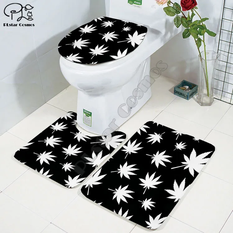 cartoon funny weed 3d printed bathroom pedestal rug lid toilet cover bath mat set drop shipping style 3 free global shipping