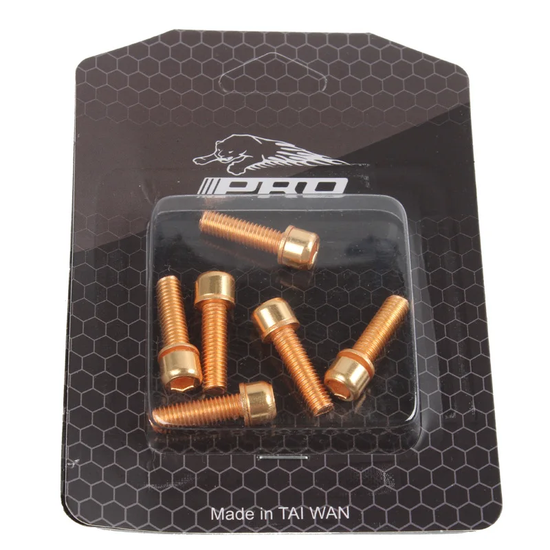 M5*18mm Ti Titanium Plated Screws Bicycle Bolts With Washer For MTB Steering Stem Handlebar Headset 6pcs | Спорт и развлечения