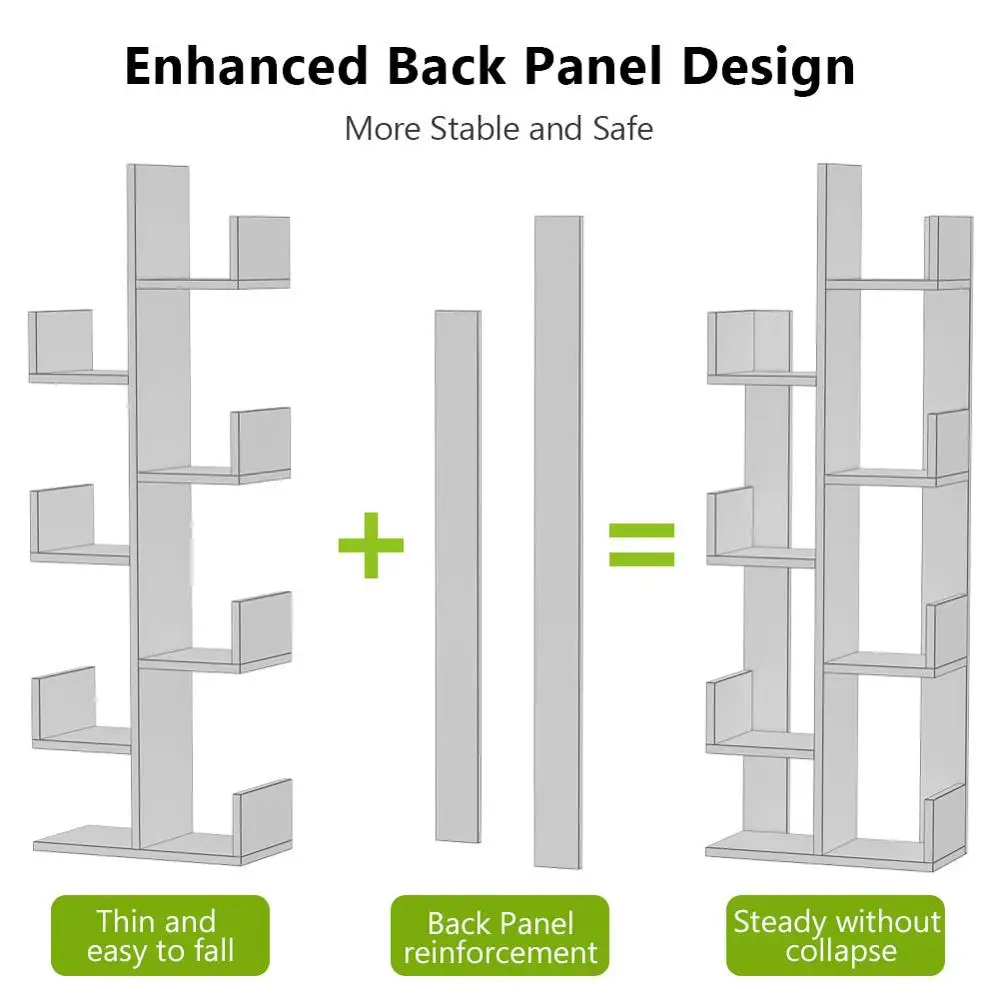 8 полочная книжная полка Tribesigns для деревьев Современная демонстрационный