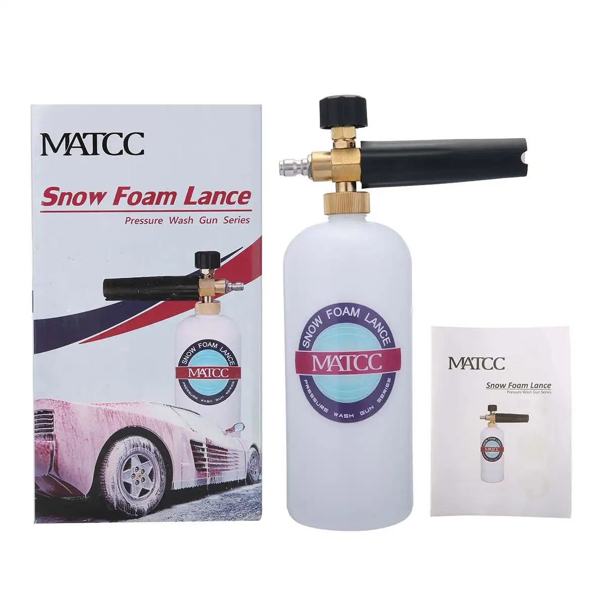 

Adjustable Foam Lance Washer Soap 1L Bottle Car Wash 1/4 Inch Inlet