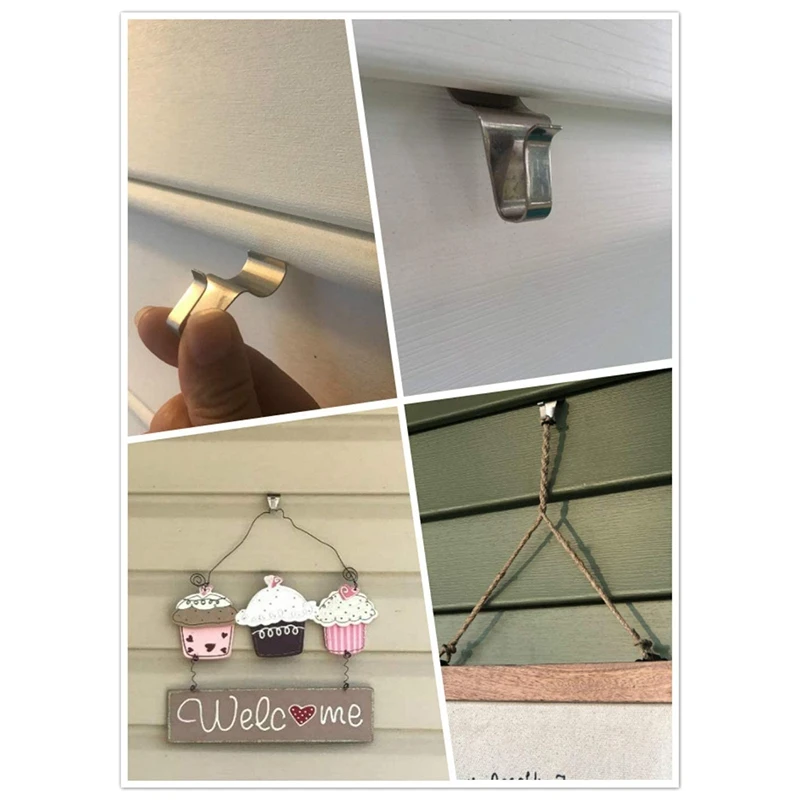 

10Pcs Stainless Steel Hook Wall Joint Siding Vinyl Board Creative Seamless Hook Free Perforated Metal Hook