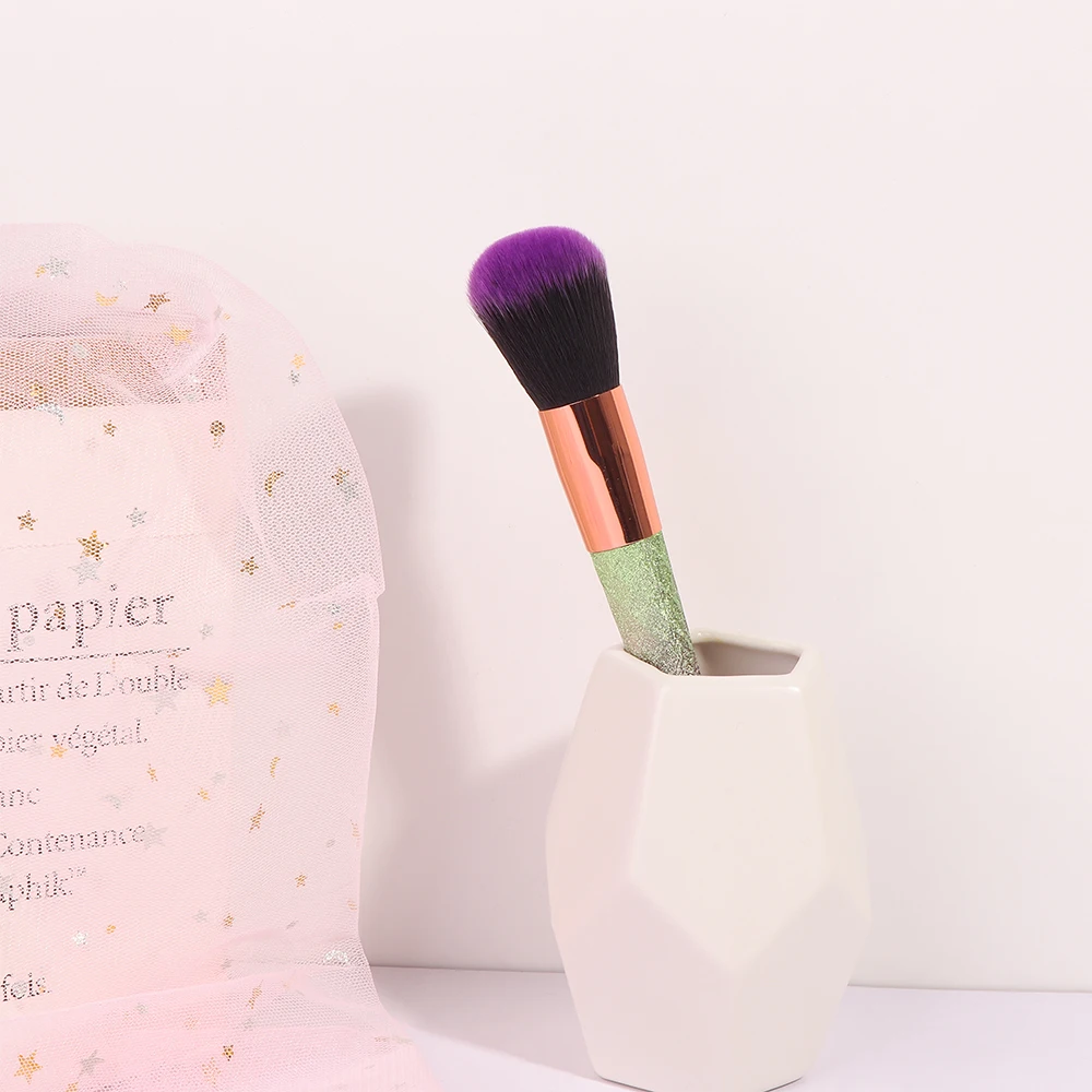 Радужная Кисть для макияжа с круглой головкой 1 шт. модные красочные блестящие