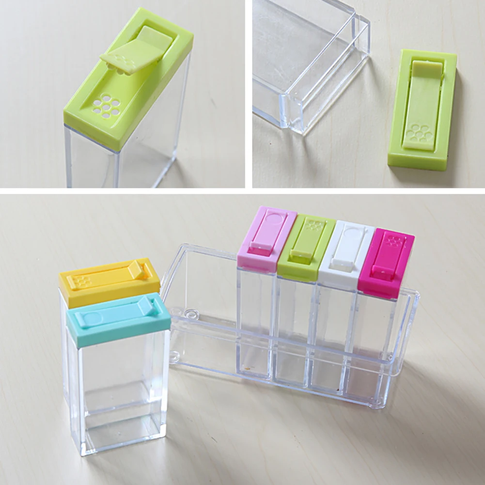 

6pcs/Set Kitchen Spice Bottle Storage can Transparent Plastic Seasoning Box Salt MSG Seasoning Can Condiment Bottle Organizer