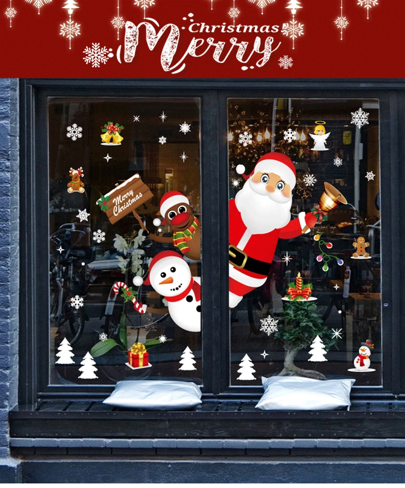6 стилей оптовая продажа Новогодняя 3D наклейка на дверь водонепроницаемый постер