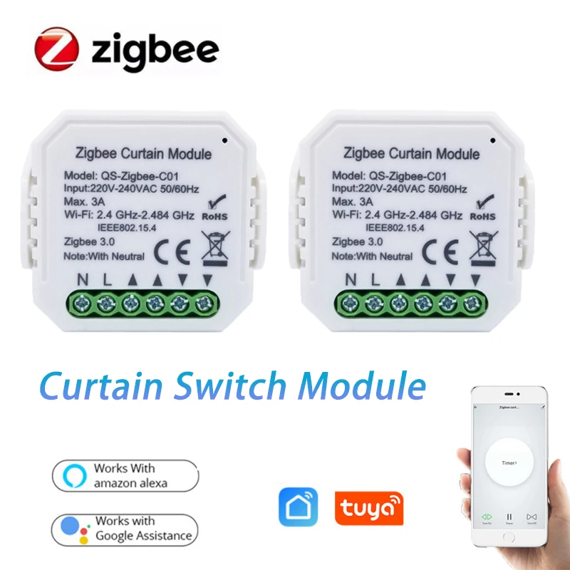 

Модуль переключателя для штор Tuya Smart Life Zigbee 3,0, Wi-Fi, работает с приложением Google Home Alexa и дистанционным управлением