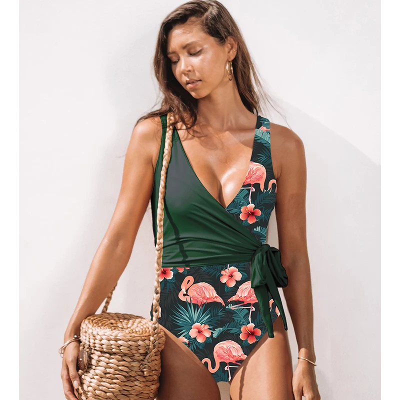 Новинка 2019 Цельный купальник для женщин Купальники пуш ап в стиле пэчворк