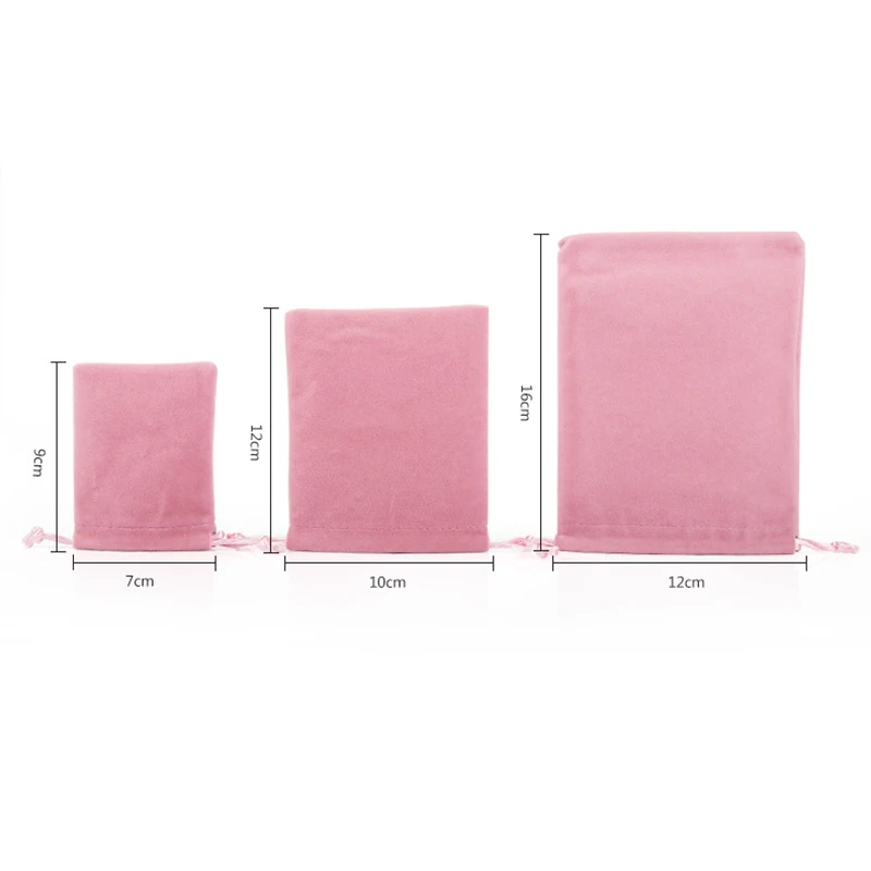 Розовые серые подарочные пакеты для упаковки ювелирных изделий бархатные