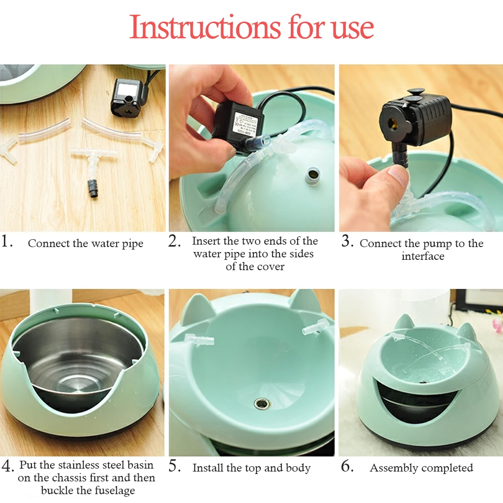 Маленькая собака кошка Электрический фонтан воды для кошек USB со светящимся