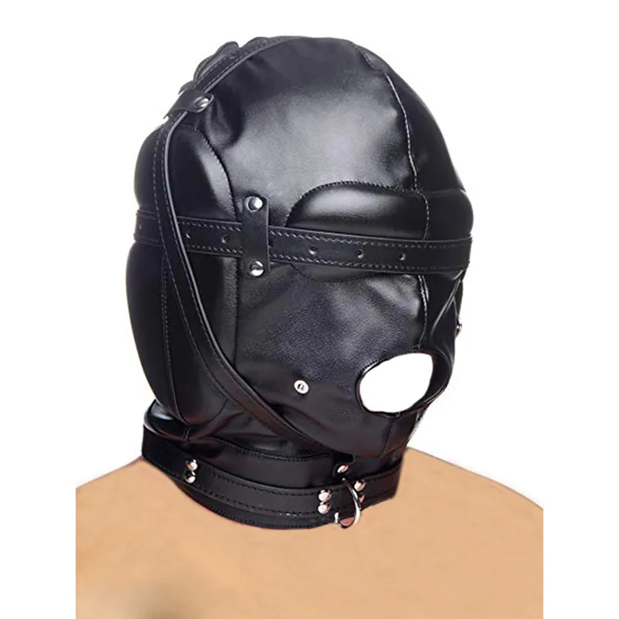 SM Leather Padded Hood Blindfold,Head Harness Mask Gag, BDSM Bondage ,Sex Toys For Couples Accessories