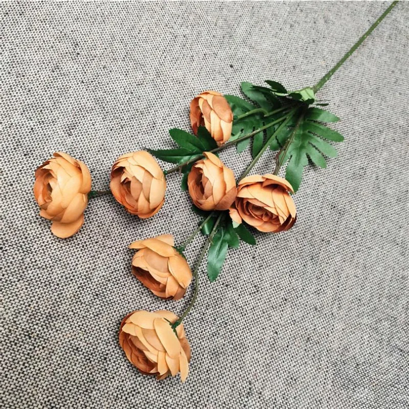 

7Pcs Fake Long Stem Camellia (7 heads/piece) 29.53" Length Simulation Tea Rose for Wedding Home Decorative Artificial Flowers