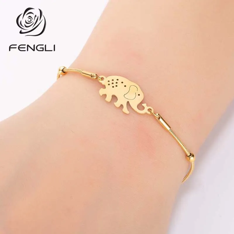 FENGLI милый оригами Слон браслет золотой подарки для женщин ювелирные изделия из