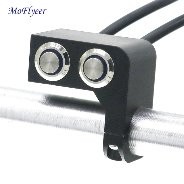 Moflyeer motorcycle switch 22mm motorcycle handlebar manual and self-return button led light lamp control switch motorcycle