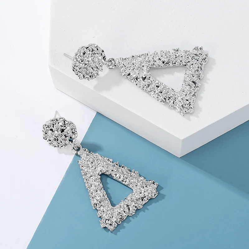 Модные большие массивные Висячие серьги для женщин геометрические серебряные