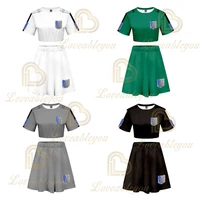 2021 anime recon corps cosplay costume dress top skirt summer crop tee tshirts two piece sets for young ladies