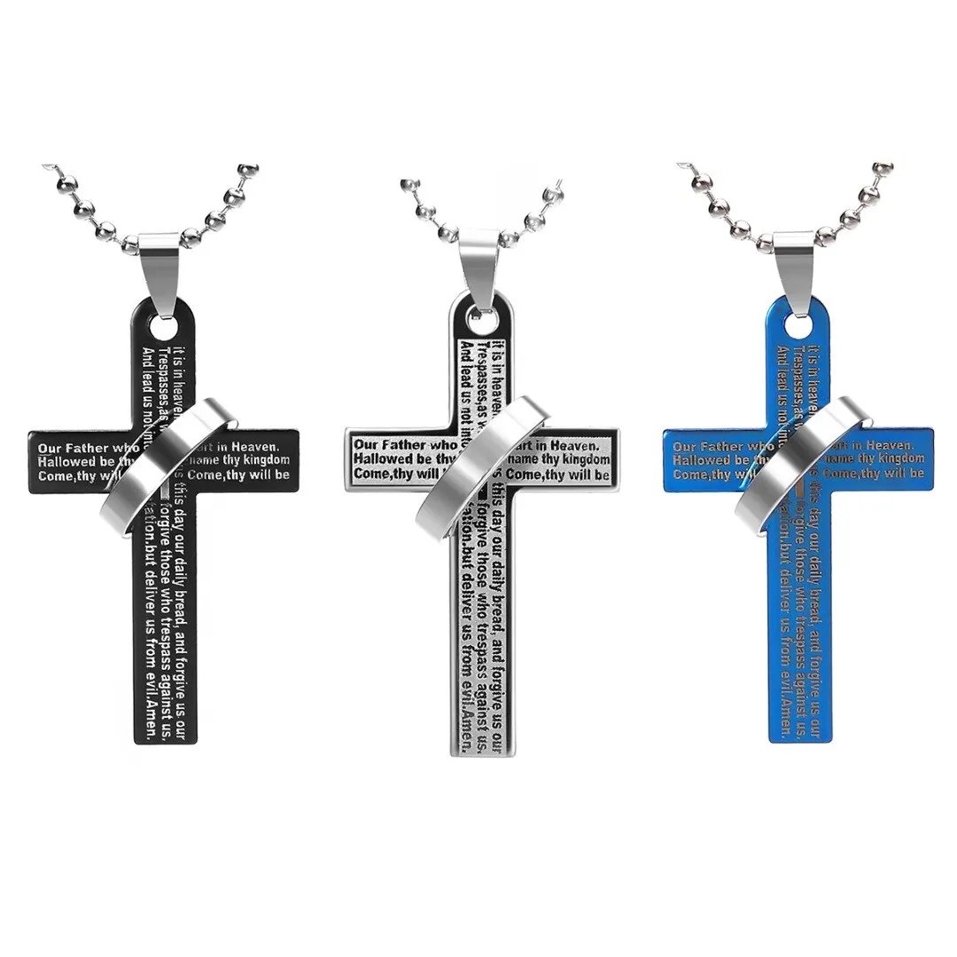 Ожерелье с подвеской крестом из нержавеющей стали в стиле панк винтажное