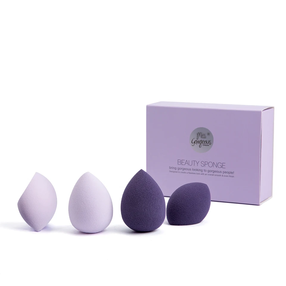 Gift Box Бренд Miss Gorgeous, 4 шт., фиолетовая косметика, губка для макияжа, губка для лица, косметическая губка, спонж для макияжа, пудра, спонжи для дропшиппинга - Цвет: Gift Box