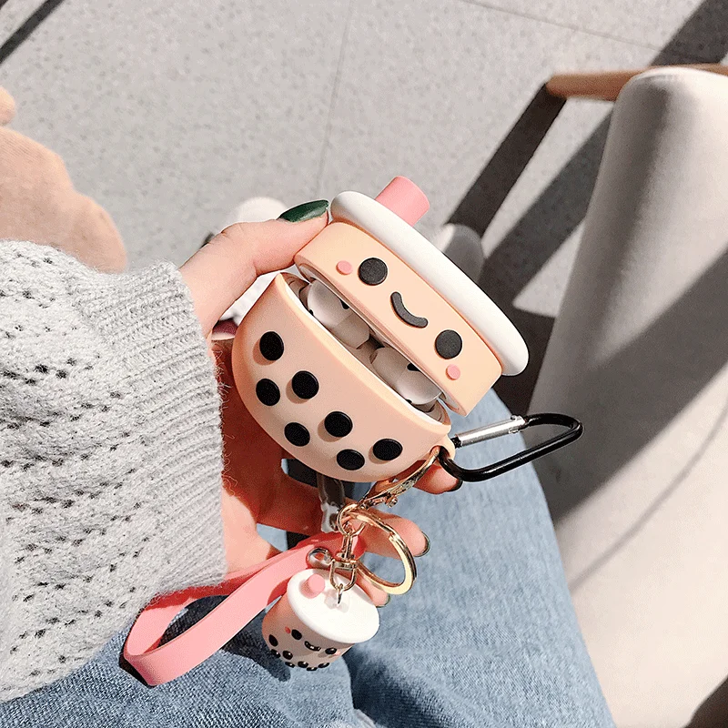Силиконовый чехол 3D Boba Tea для Apple Airpods 3/2/1 Bluetooth наушников защитный Air pods Pro мягкий |