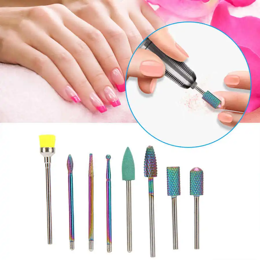 Набор фрез для маникюра комплект из 8 насадок вольфрамовой стали полировки