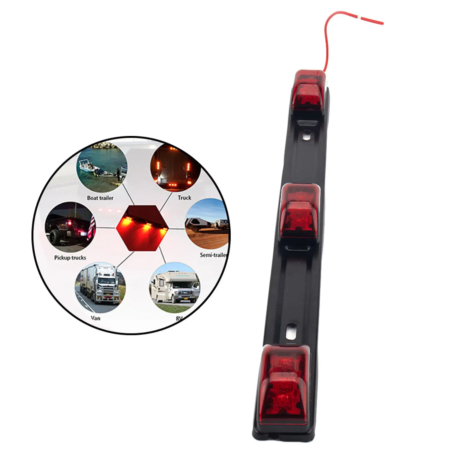 

ID Light Bar Red Bright Led ID Bar for Rear and Side of Truck Boat Pickup RV