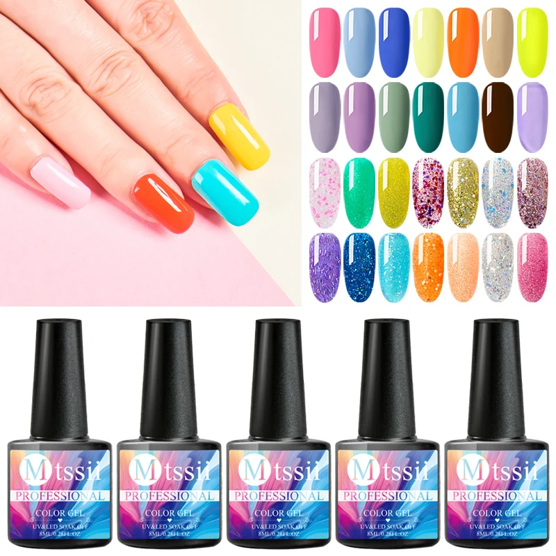 UV Color Gel Nail Polish Glitter Sequins Vernis Semi Permanent Soak Off Varnish DIY Art Lacquer Nails | Красота и здоровье