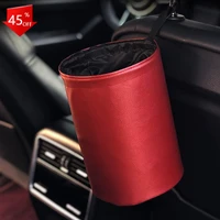 universal portable pu leather garbage bin collapsible pop up trash bag for car water proof trashcan suitable for all cars