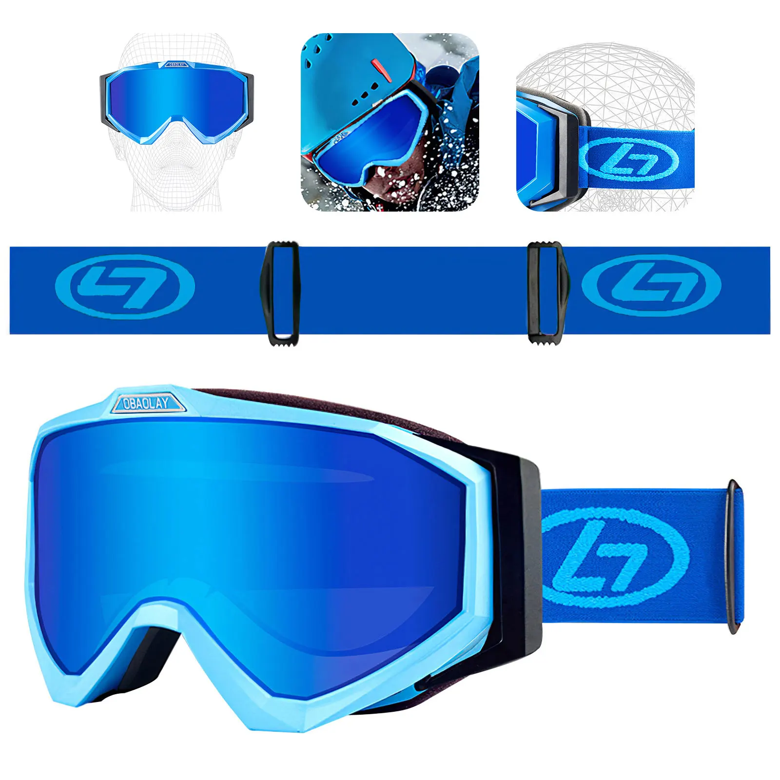 

Winter Snow Sports Skiing Snowboard Snowmobile Anti-Fog Goggles Windproof Dustproof Glasses Anti-UV Skate Ski Sunglasses Eyewear