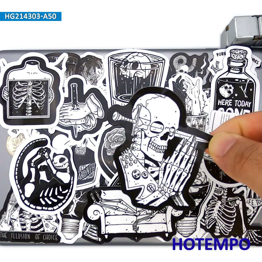 50pcs Funny Gothic Art Graffiti Demon Death Devil Skull Phone Laptop Motorcycle Car Stickers for Guitar Skateboard Bike Sticker