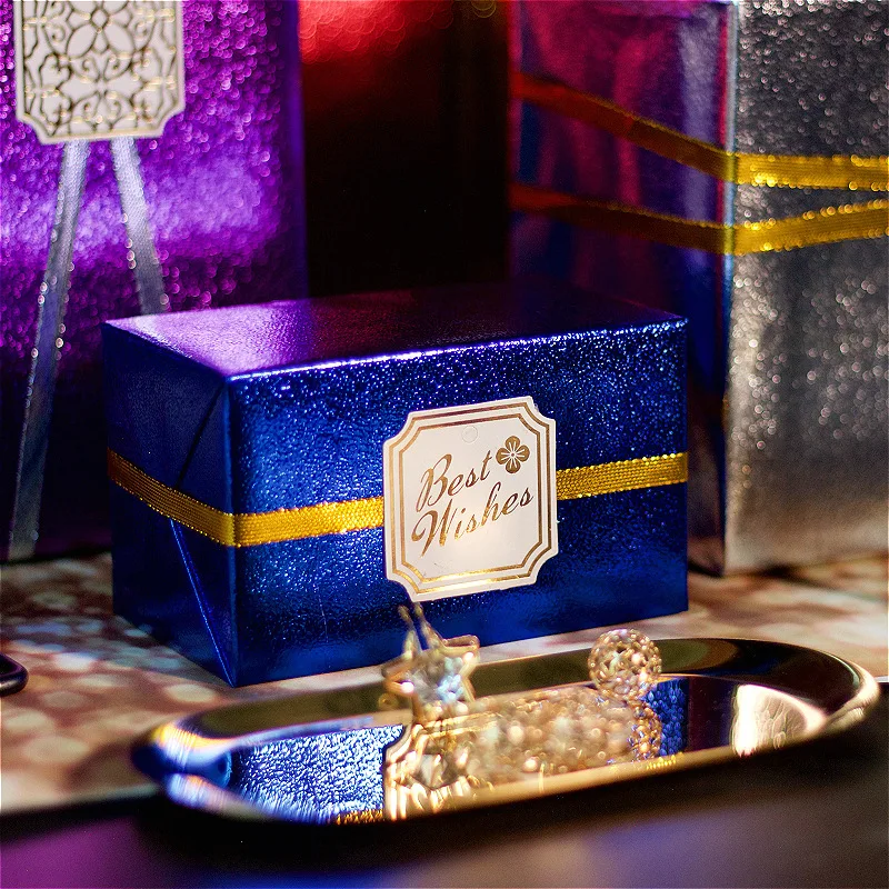 Рождественская блестящая подарочная упаковочная бумага металлическая