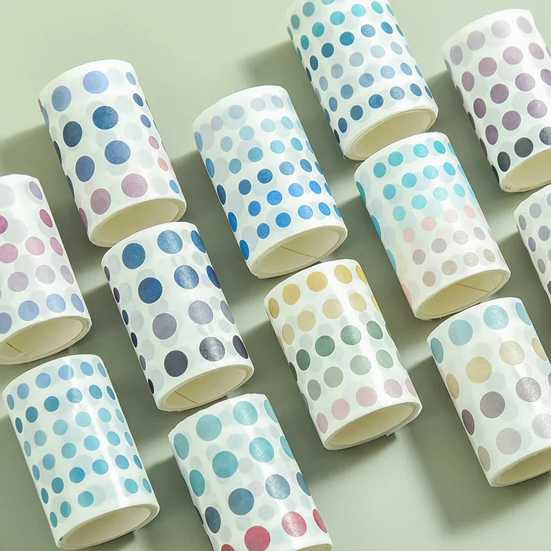 

1 Roll Washi Masking Tape Round Punctuation Paper Sticker Scrapbooking Label Stationery Decorative Diary Tape Solid Color Decals