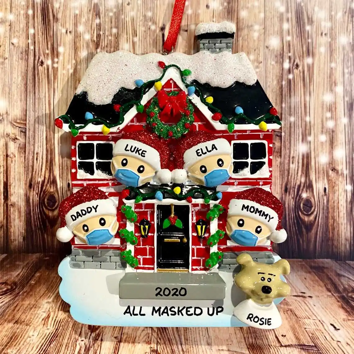 

led lights car accessories led Personalized Quarantine House Family of 4 Christmas Ornament with Optional Pet Dog Cat