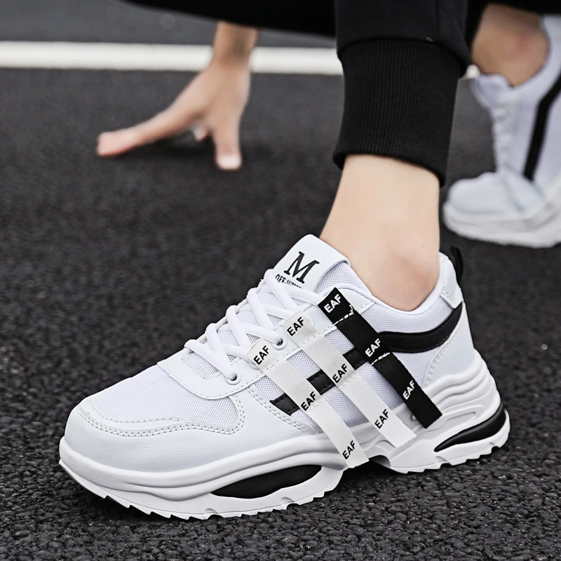 

Spring Summer Mens Casual Shoes Breathable Mesh Platform Sneakers Women Comfortable Lace Up Chunky Sneakers Couple Sports Shoes