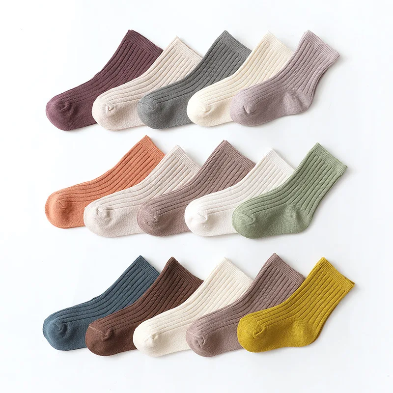 Calcetines acanalados de algod&oacute;n para beb&eacute;, medias de Color s&oacute;lido para ni&ntilde;o, ni&ntilde;o y ni&ntilde;a, de invierno, productos baratos, novedad-0