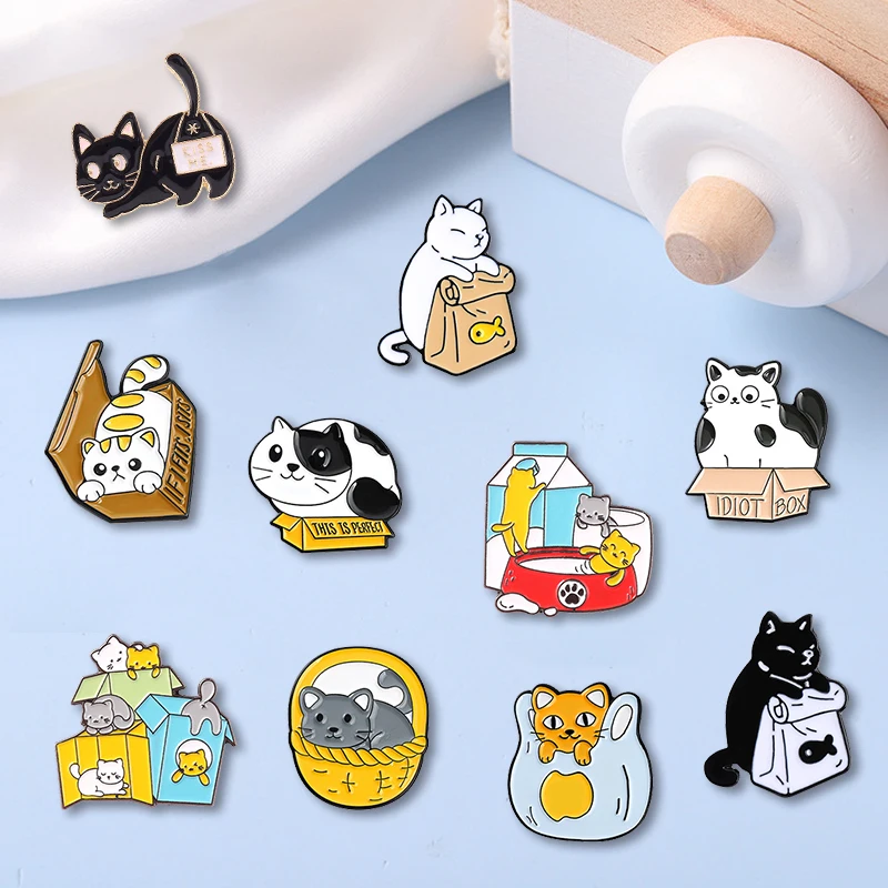 Креативная модная мультяшная брошь на лацкан с милым котом и каплей брошь-значок