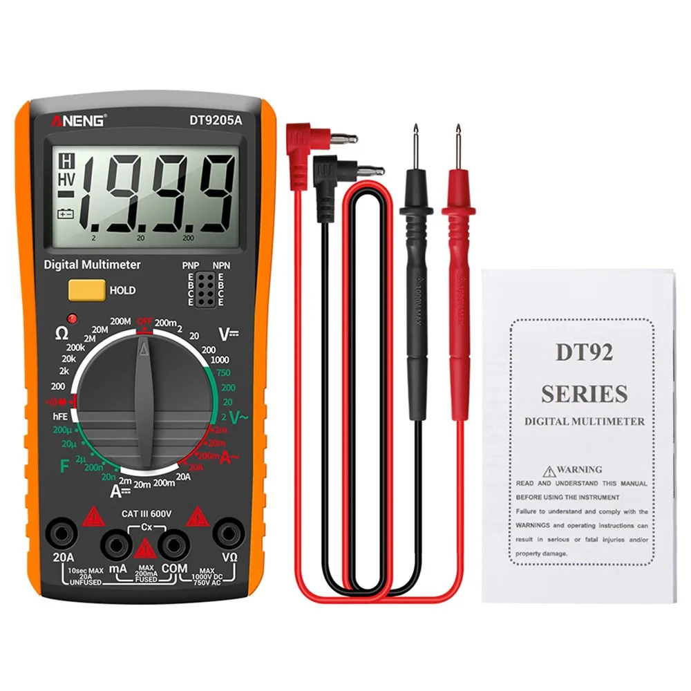 Мультиметр ANENG DT9205A Ручной Автоматический с дисплеем 1999 измеритель значения