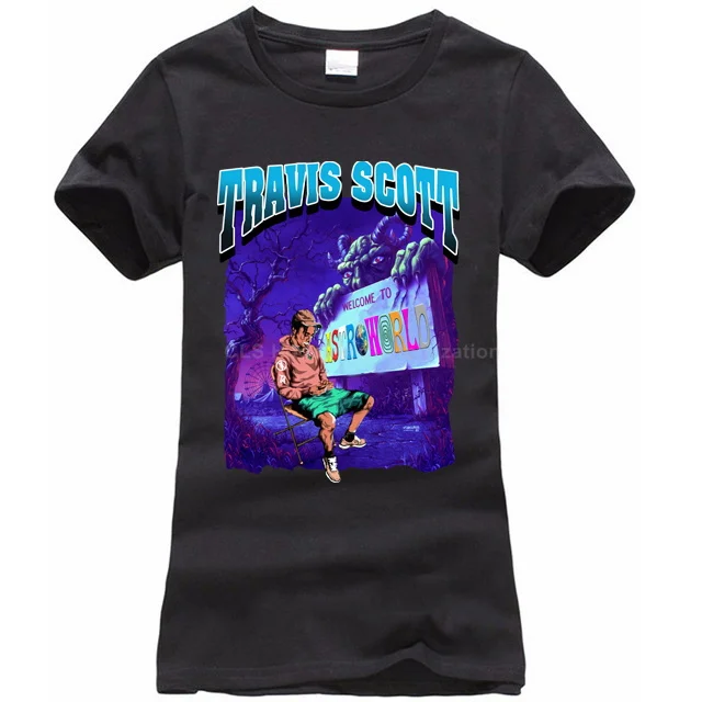 Women black Трэвиса Скотта Astroworld, футболка, размер, подарок, принт, мужская, черная, классная, повседневная, прайд, футболка, мужская, унисекс, новая, модная футболка - Цвет: Women black