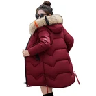 2021 зимняя женская длинная куртка, женское плотное пальто, однотонная Повседневная куртка с капюшоном и меховым воротником, женские парки