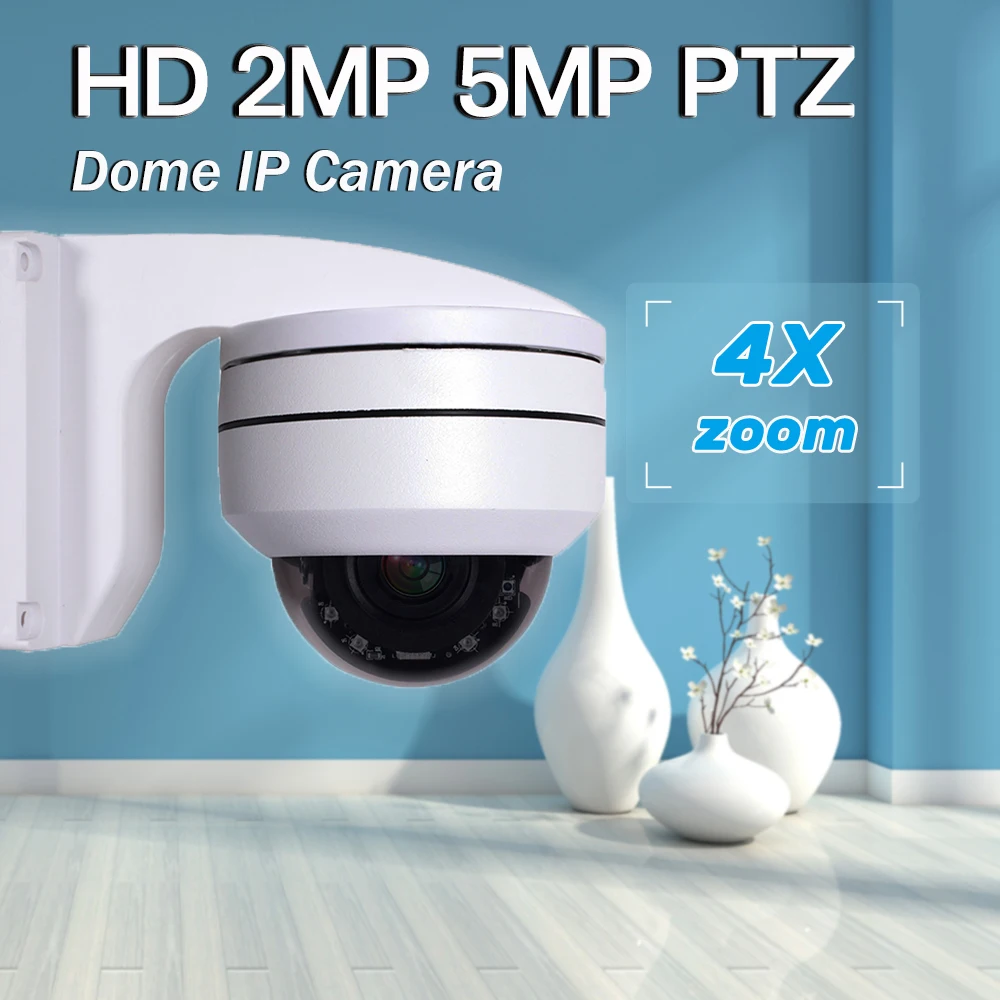 PoE HD 1080P 2MP 5MP ИК Крытая мини видеонаблюдения Купольная Камера 2.0MP 4X оптический зум