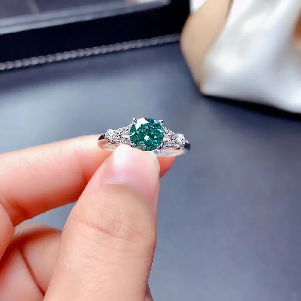 

Fashion crackling green moissanite ring for women jewelry engagement ring for wedding 925 silver ring birthday gift love