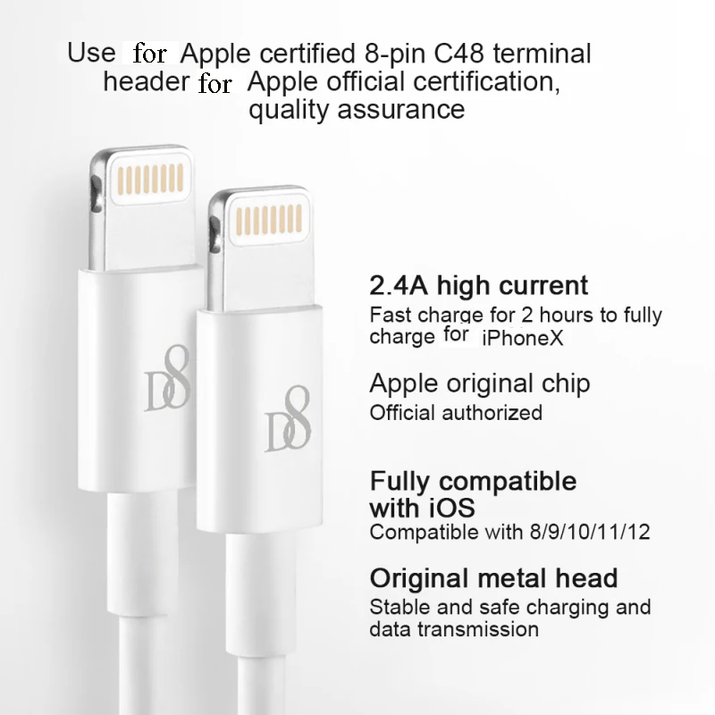 D8 MFi кабели для передачи данных высокое качество прочность Apple мобильный телефон
