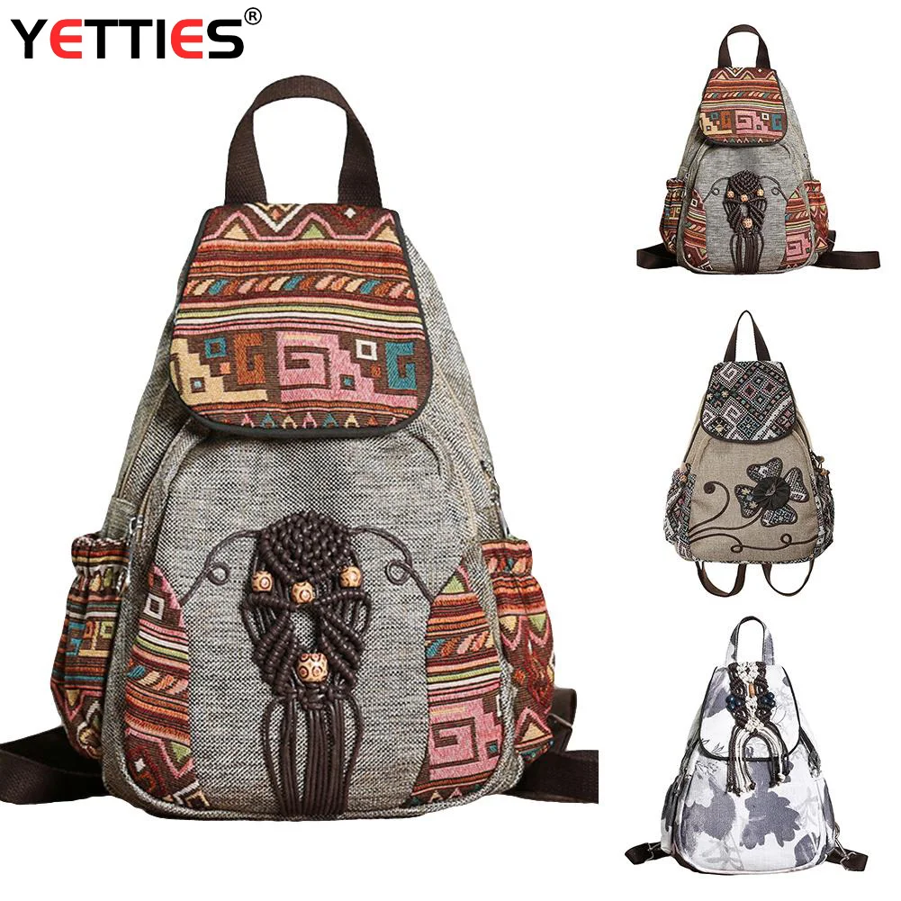 YETTIES оригинальный женский рюкзак Холщовый Рюкзак Ретро маленькая сумка в