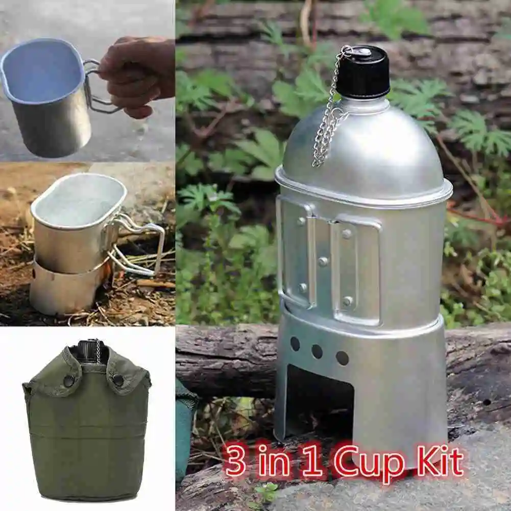 

Outdoor Camping Cookware All-in-one Set Aluminum Alloy Kettle Lunch Box Portable Picnic Hiking Equipment Set