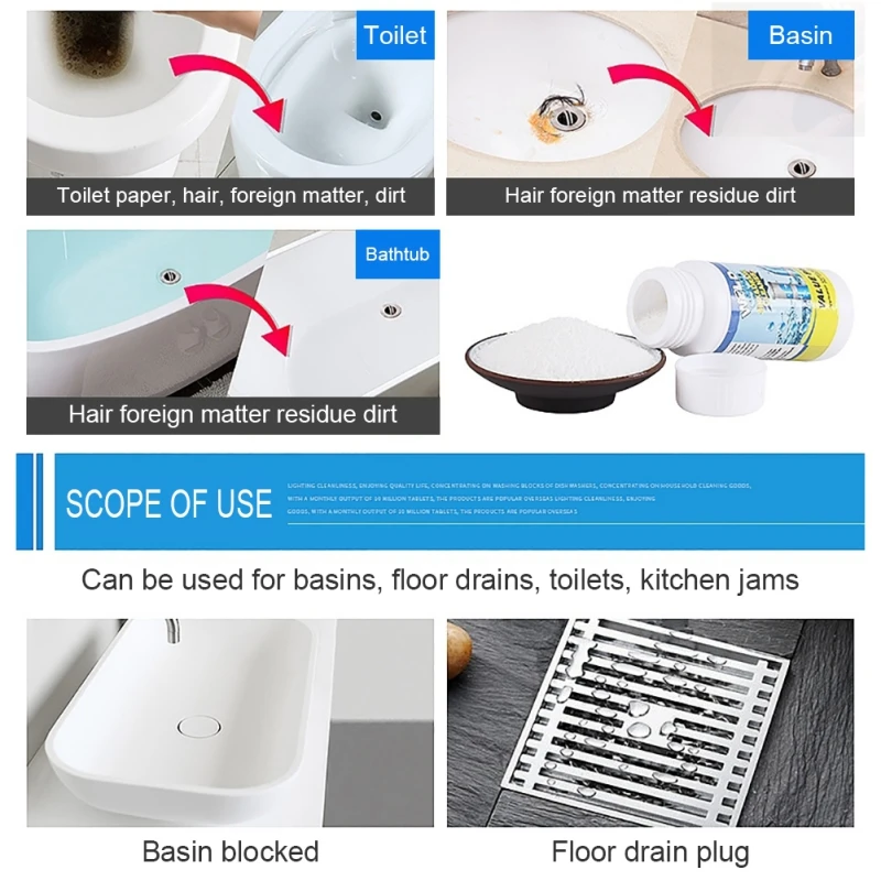 

Toilet Brush Undefined Powerful Sink Drain Cleaner Pipe Dredging Agent For Kitchen Sewer Closestool Clogging