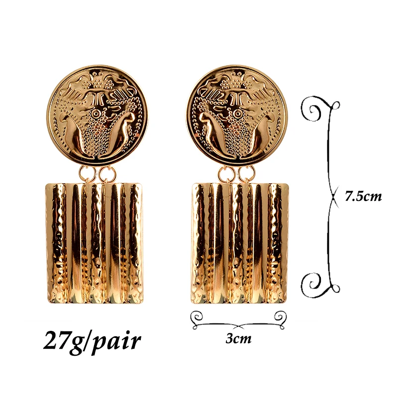 

Vintage Hanging Gold Geometric Metal Dangle Drop Earrings Fine Jewelry Accessories Wholesale Pendientes Bijoux For Women