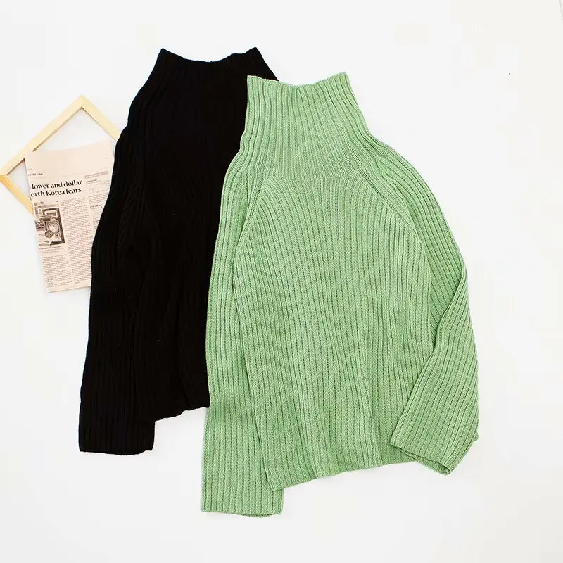 Элегантный женский пуловер с высоким воротом и Свитера Осень-Зима Свободный