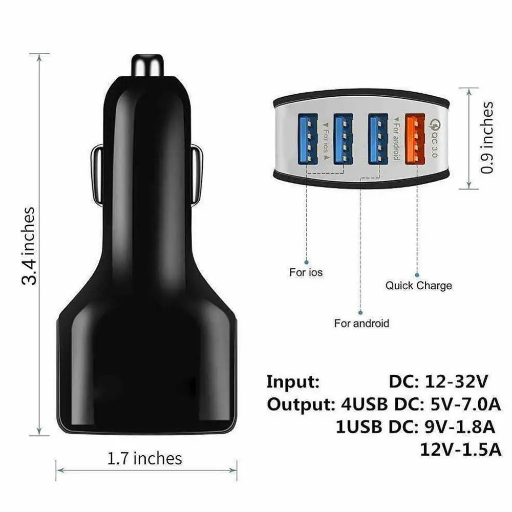 4 устройство для быстрой зарядки с usb-портом 4.2A автомобильного зарядного