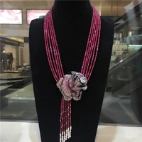 hand knotted natural 6row purple stone rose flower clasp diy accessory clavicle chain women short multi layer necklace